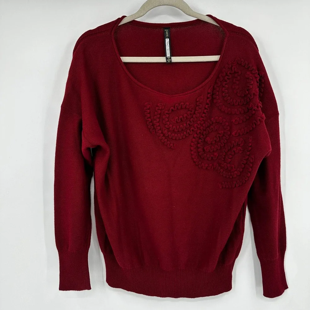 Plenty by Tracy Reese Burgundy Red Soutache Embroidered Sweater XL Mens - Picture 1 of 8